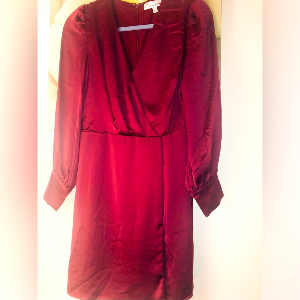 Adelyn Rae Burgundy Abby Wrap Dress Sz M